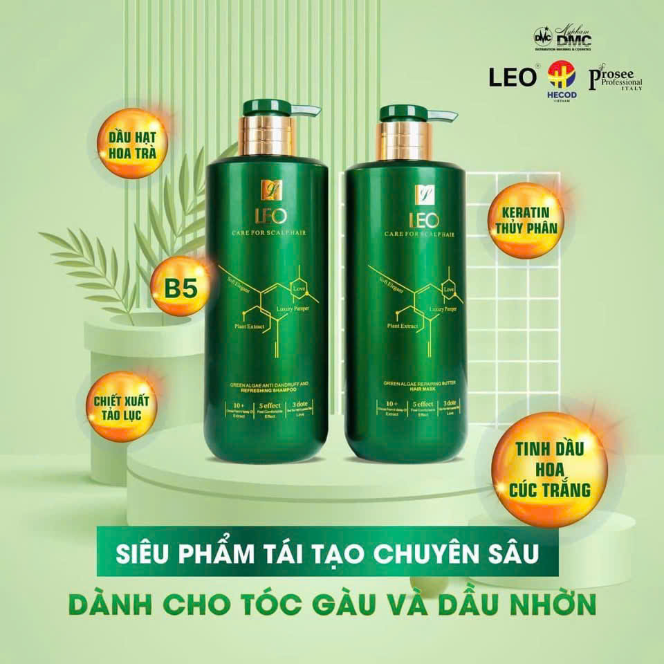 Cặp Gội Xả Leo Xanh 750ml – Đặc Trị Gàu & Nhờn, Làm Sạch Da Đầu Hiệu Quả